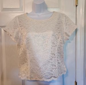 Vintage Lace White Top Petite 10P EUC boho croquet y2k 90s 80s